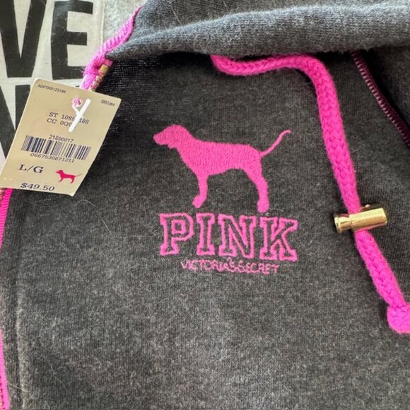 NWT Y2K 2012 Rare Victoria's Secret PINK Limited Edition Zip Hoodie Grey Large - Picture 4 of 7